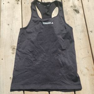 (S) YoungLA Black Tank Top Athletic Athleisure Gym Summer Streetwear Stretchy